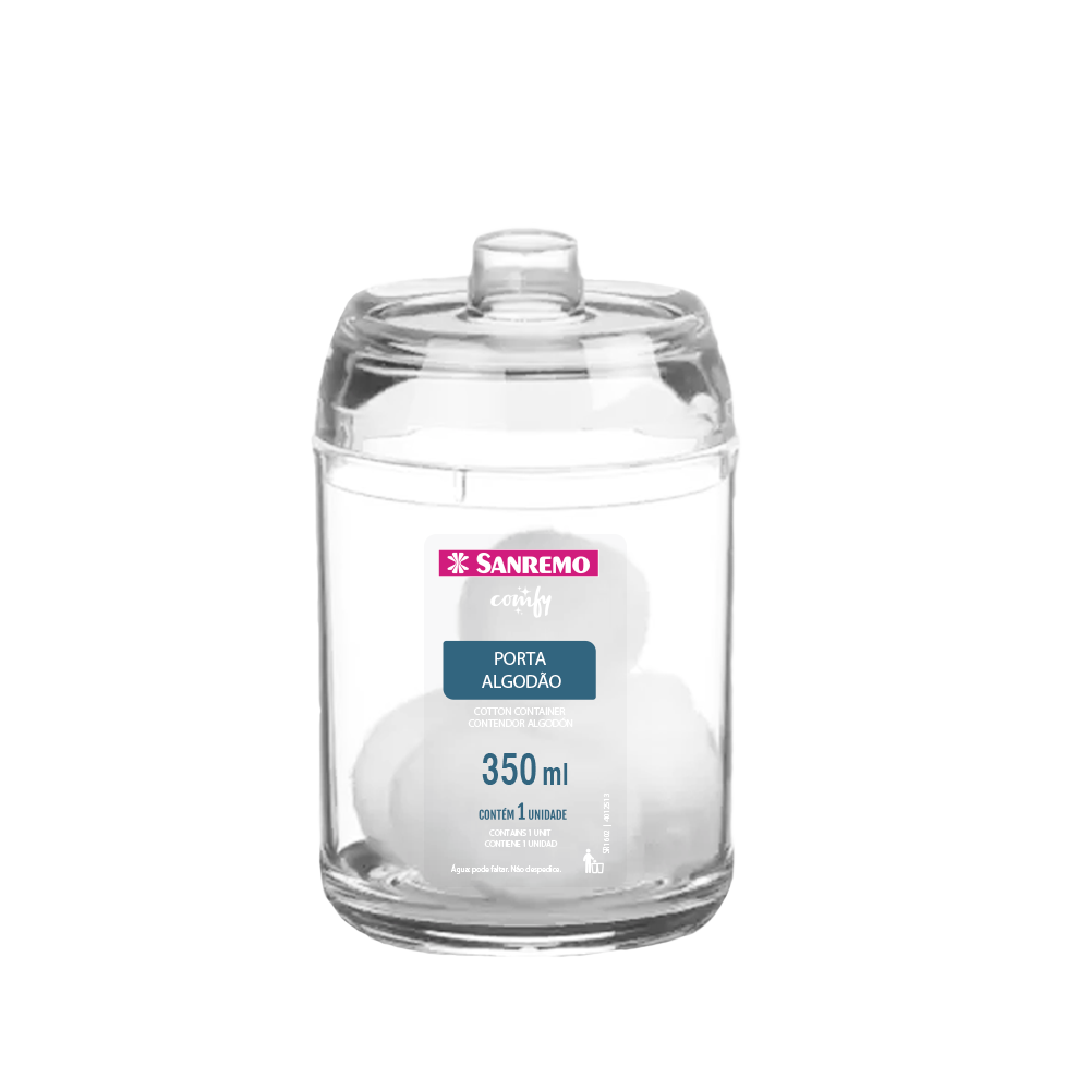 PORTA ALGODON TRANSPARENTE 350ml