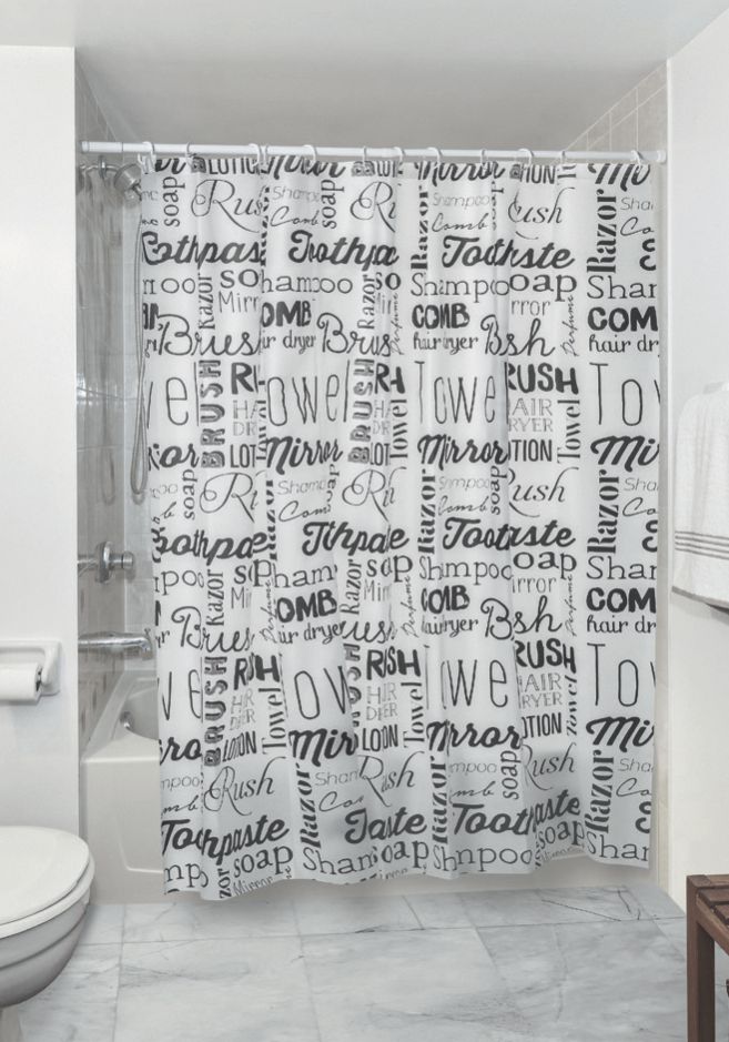 CORTINA P/BAÑO LETRAS PEVA 180X180X0,04MM