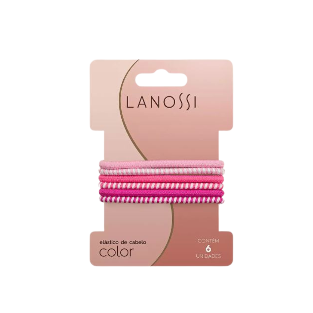 CONJ. ELASTICOS P/CABELLO PINK (6un)