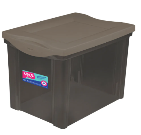 CAJA ORGANIZADORA GRIS  ALTA 30 LITROS.