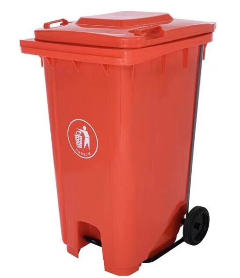 CONTENEDOR P/RES C/RUE/PED 120L ROJO