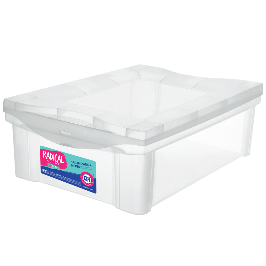 CAJA ORGANIZADORA BAJA TRANSPARENTE 13,5 LITROS.