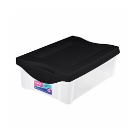 *CAJA ORGANIZADORA  BAJA TAPA NEGRA  13,5 LITROS.