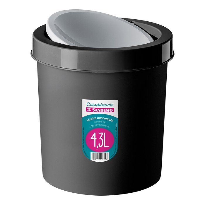 *BASURERO C/TAPA BASCULANTE 4,3lts NEGRO