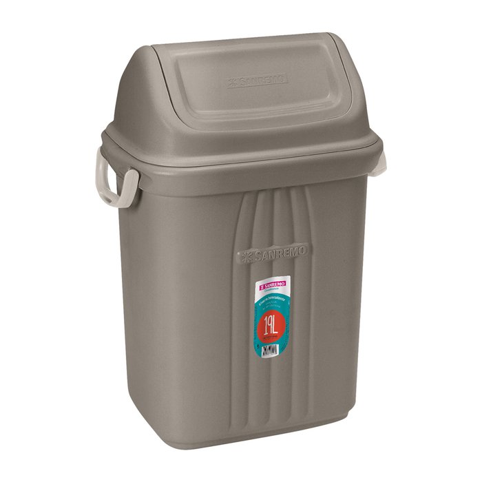 BASURERO 19lts TAPA VAIVEN GRIS