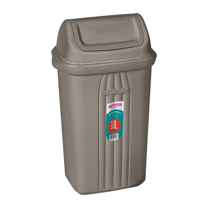 BASURERO 10lts TAPA VAIVEN GRIS