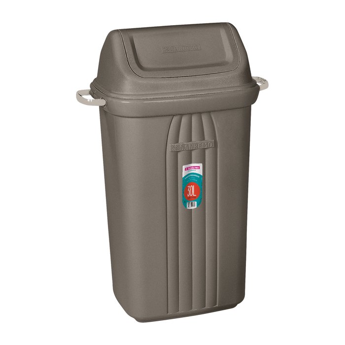BASURERO 30lts TAPA VAIVEN GRIS