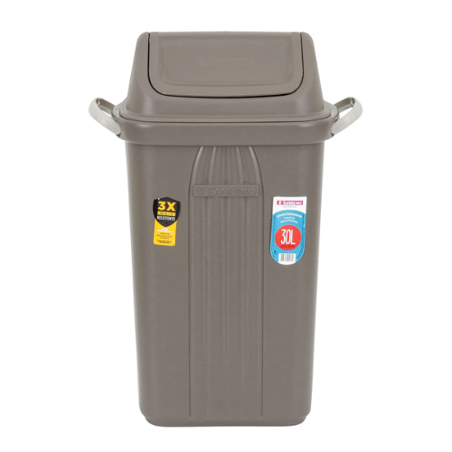 BASURERO 30lts TAPA VAIVEN GRIS