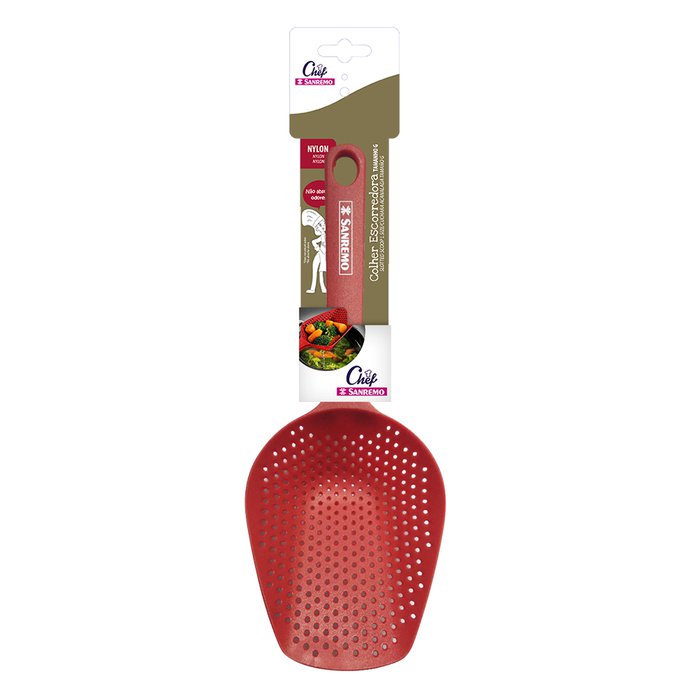 *ESPATULA  ACANALADA NYLON ROJO CHEF G